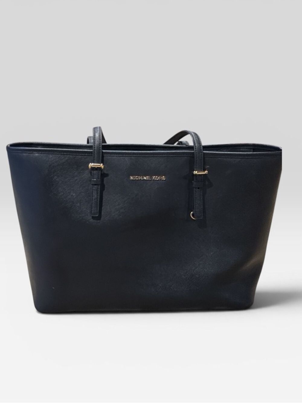 Michael Kors Black Saffiano Leather Jet Set Travel Tote Bag